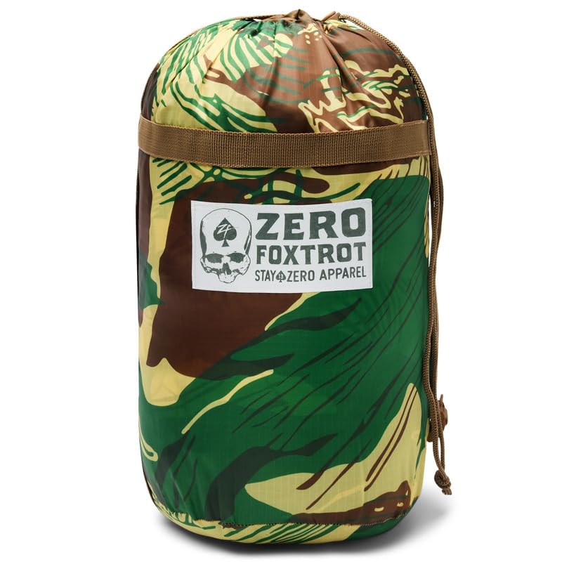 Zero Foxtrot Deluxe Woobie shows reinforced stitching for durable camping tie-downs