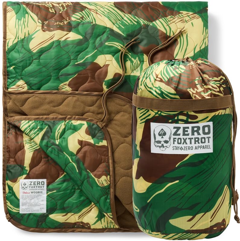 Zero Foxtrot Deluxe Woobie Blanket in Rhodie Camouflage for outdoor picnics and camping warmth