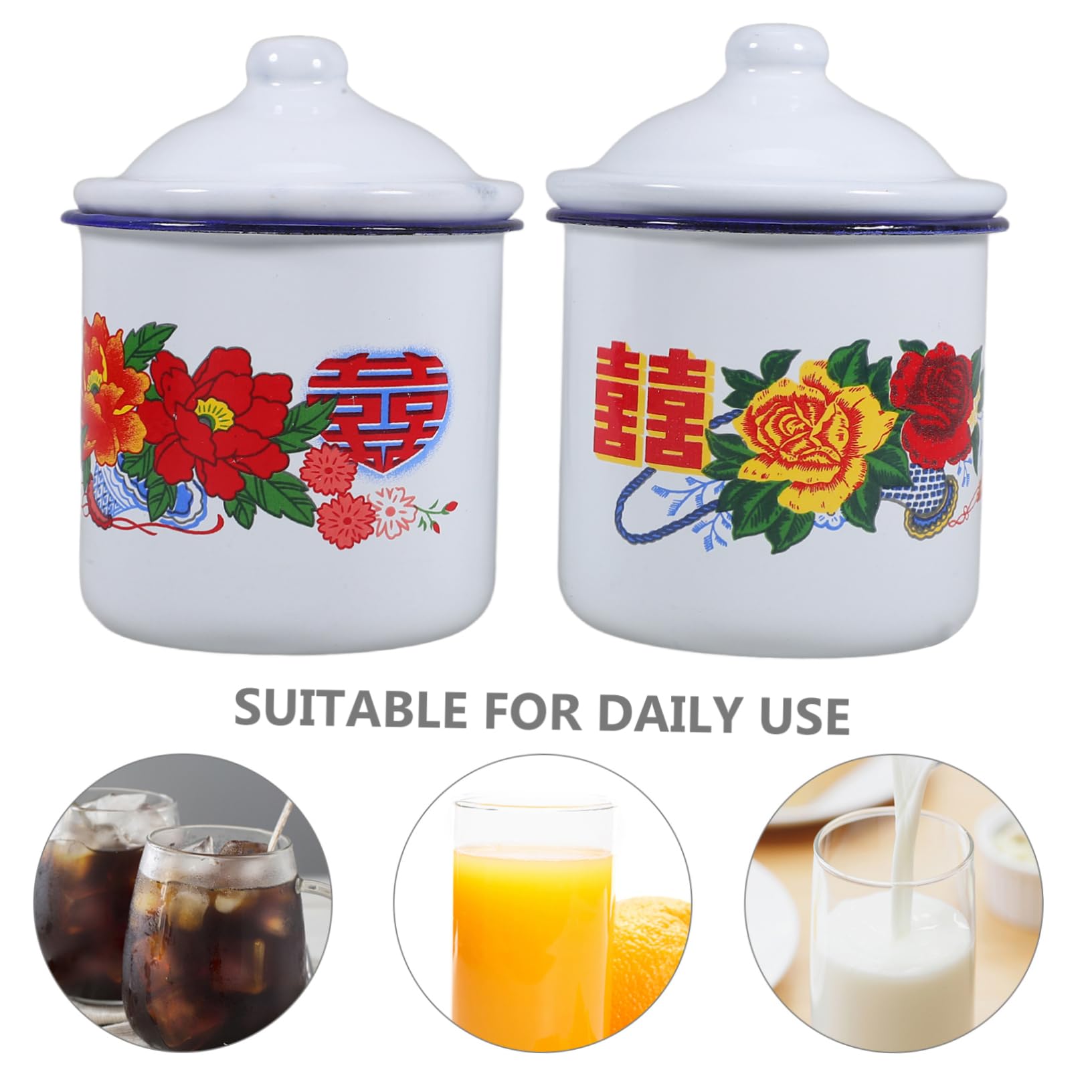 Close-up of Zerodeko enamel teacups with anti-slip handle for travel comfort