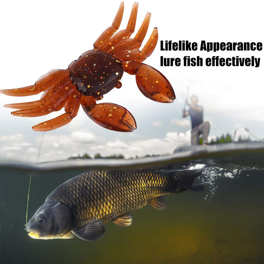 Zerone crab lure soft brown close up, showing 3D texture for realism