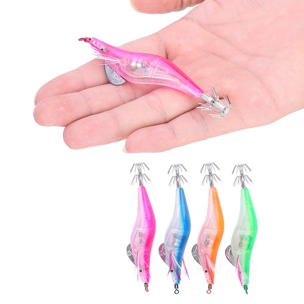 Zerone lighted squid jig hooks built-in battery powers luring glow.