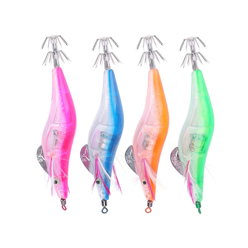 Zerone lighted squid jig hooks suitable for freshwater and saltwater fishing.