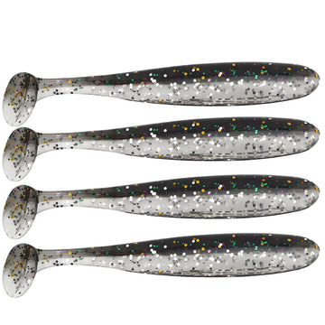 Zerone soft lure in black with paddle tail for bass fishing