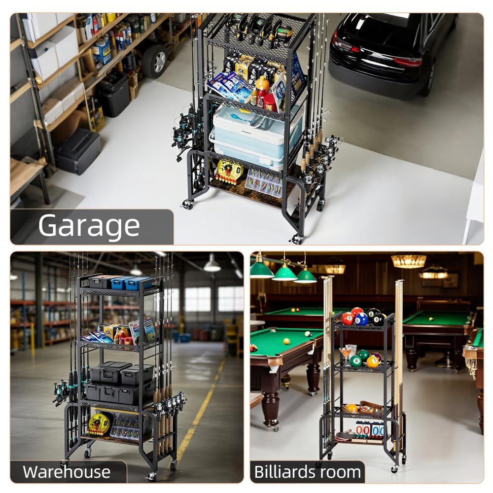 Gift-ready fishing gear organizer for garage or outdoor use