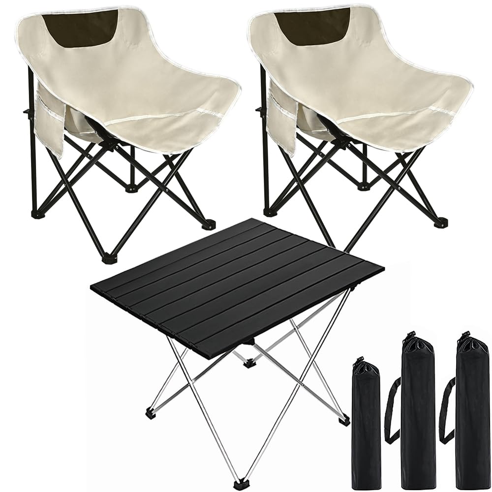 Zertylre folding camping chair set closed in carrying bag for easy transport.