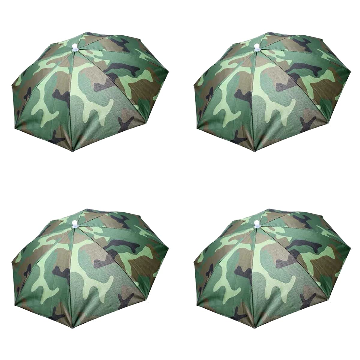 ZffXH 4PCS head umbrella hats in rainbow camouflage color on display