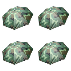 ZffXH 4PCS head umbrella hats in rainbow camouflage color on display