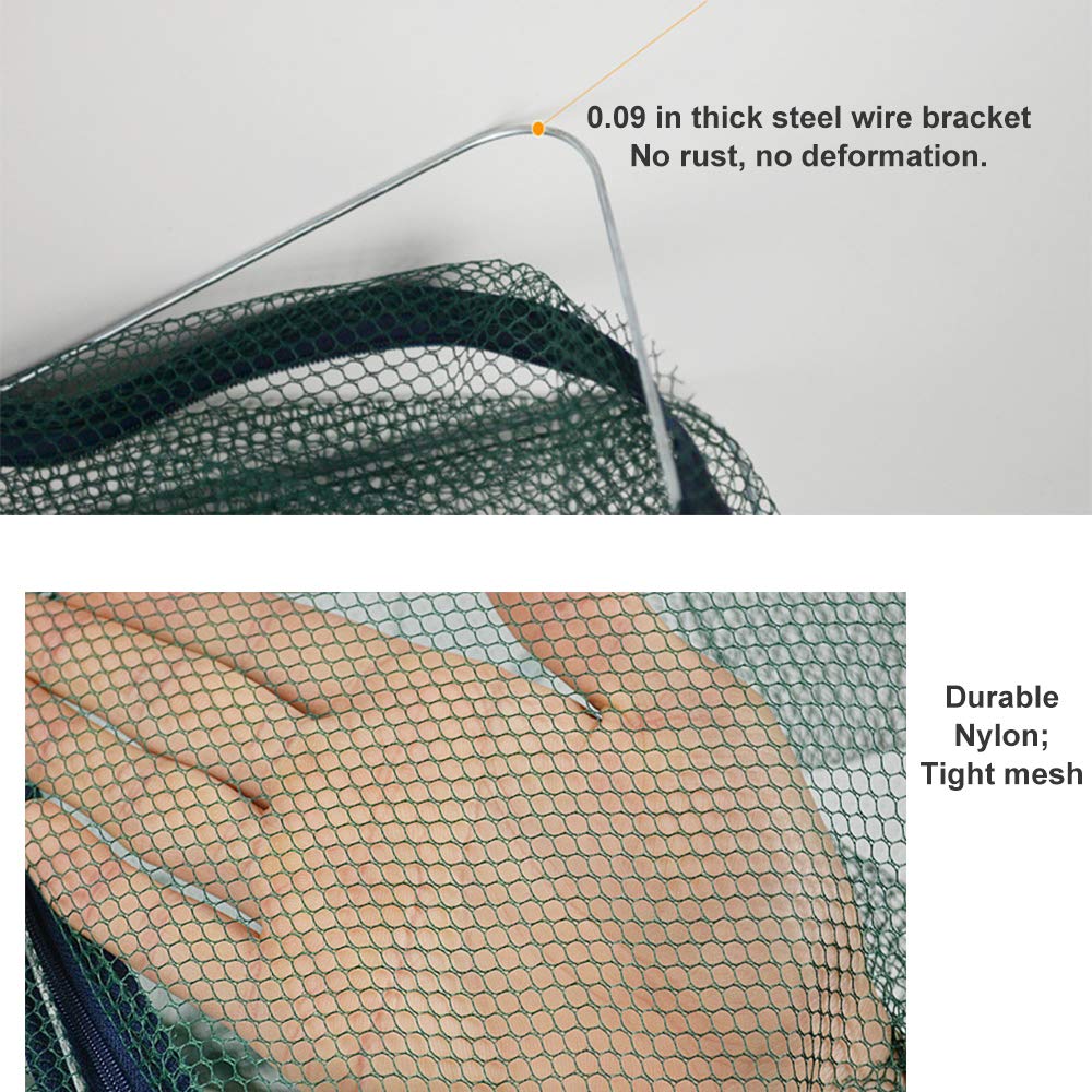 Open foldable bait trap showing zipper and net