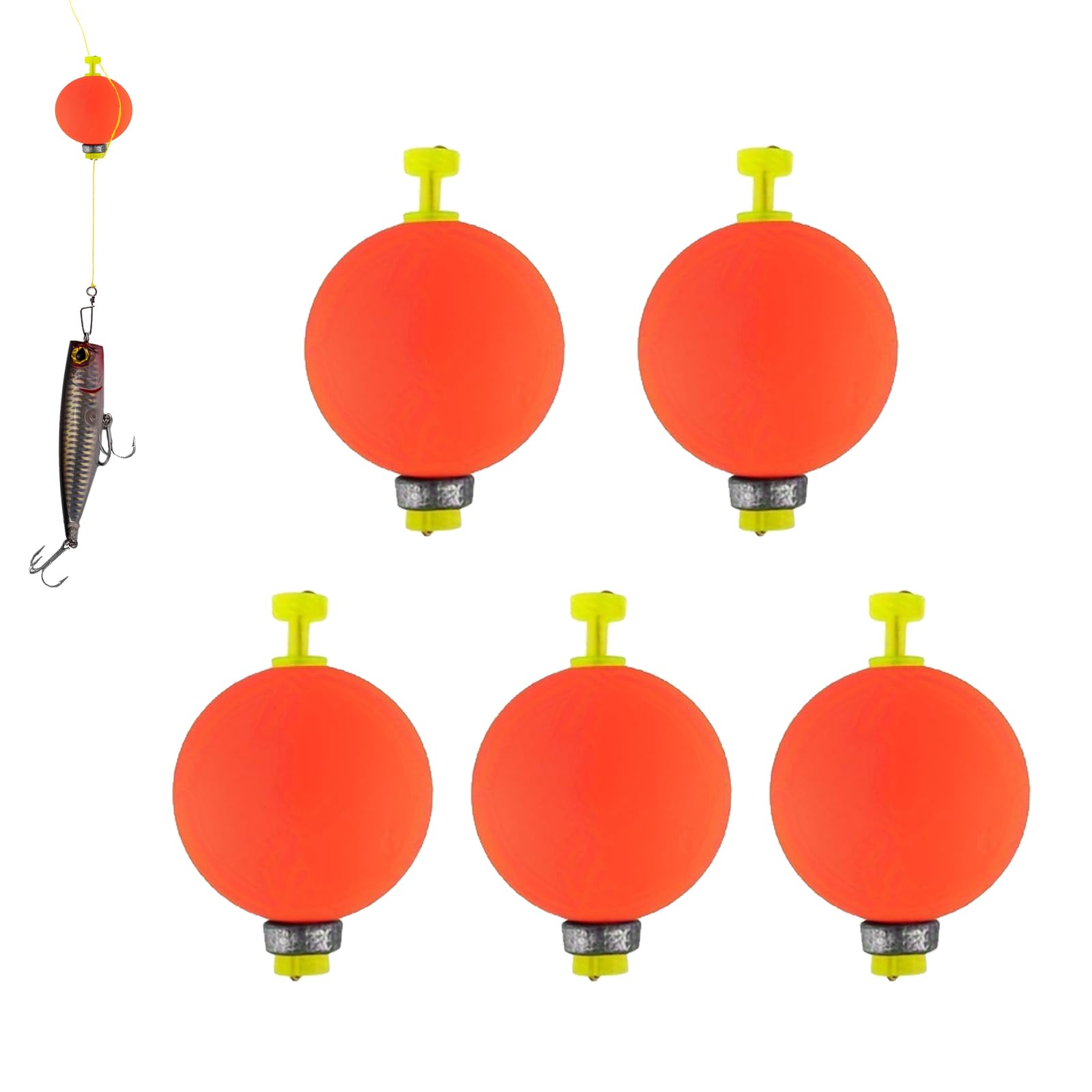 ZGGAZCA 5-piece EVA foam bobbers set, 0.98 inch, front view