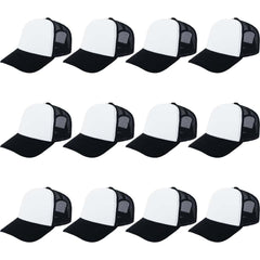 ZH 12 Pcs sublimation trucker hats blank-design demonstrate customizable blank canvas for logos and patterns.