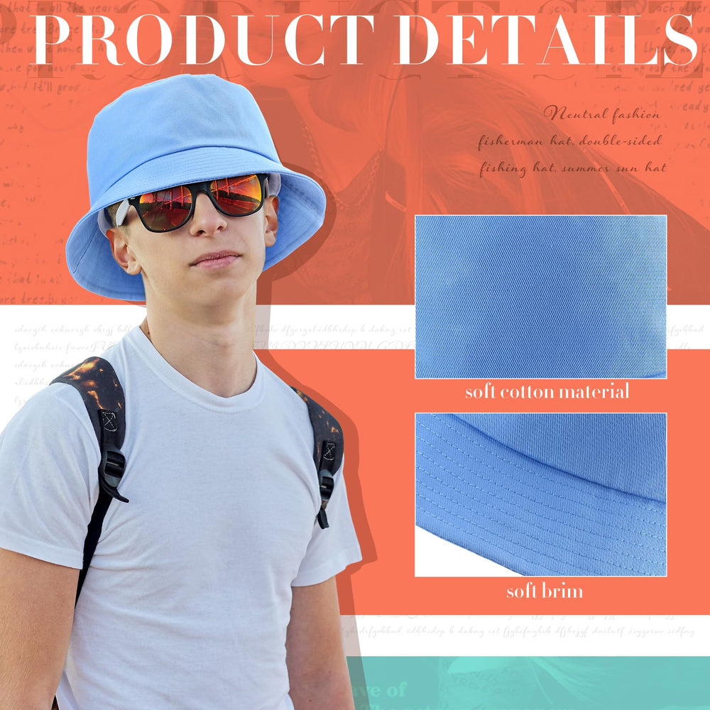 Zhanmai XXL bucket hat set in Sky Blue – oversized cotton