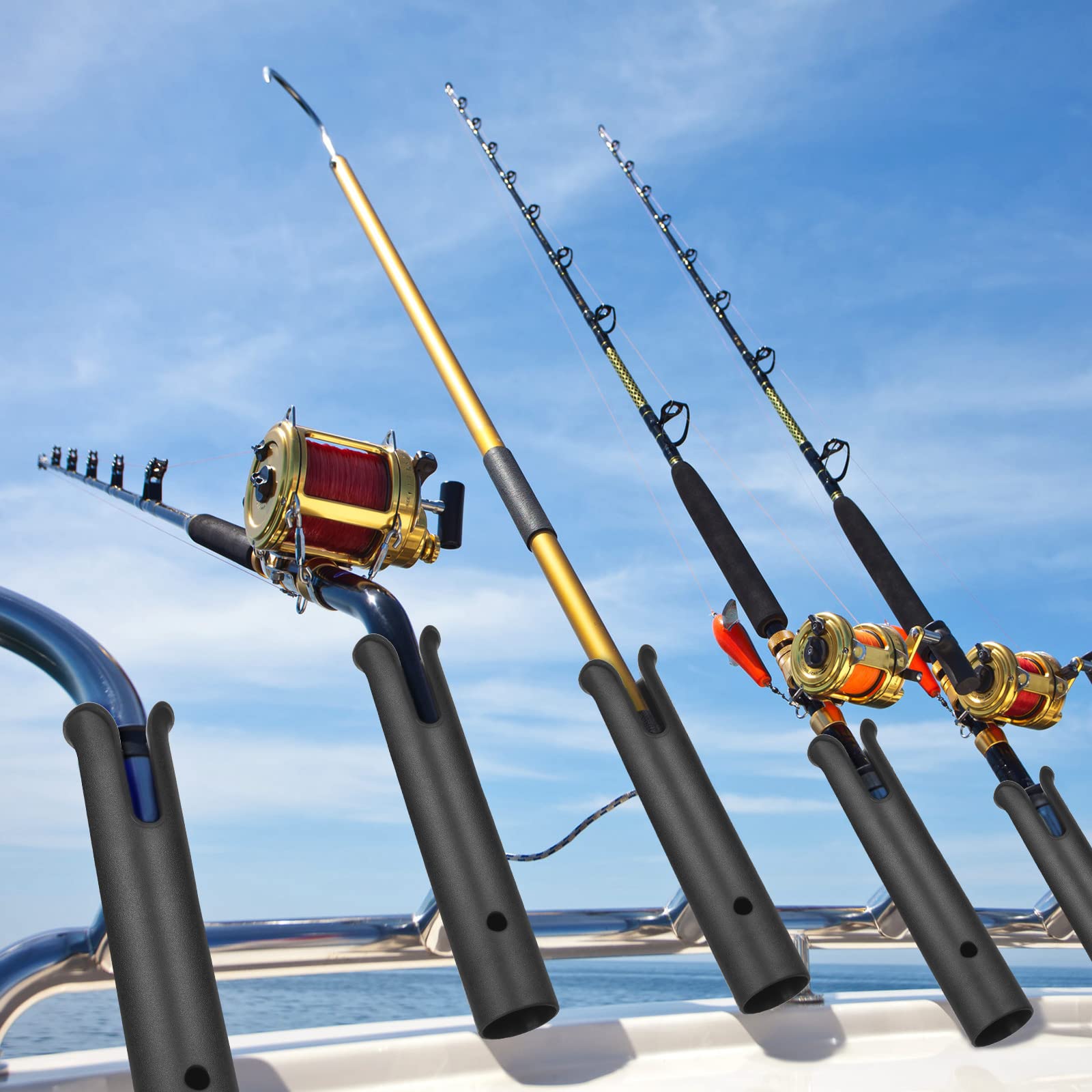 Black rod holder rack with hardware