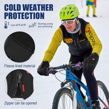 Zhanmai winter gloves elastic wrist close-up shows snug fit and wind protection