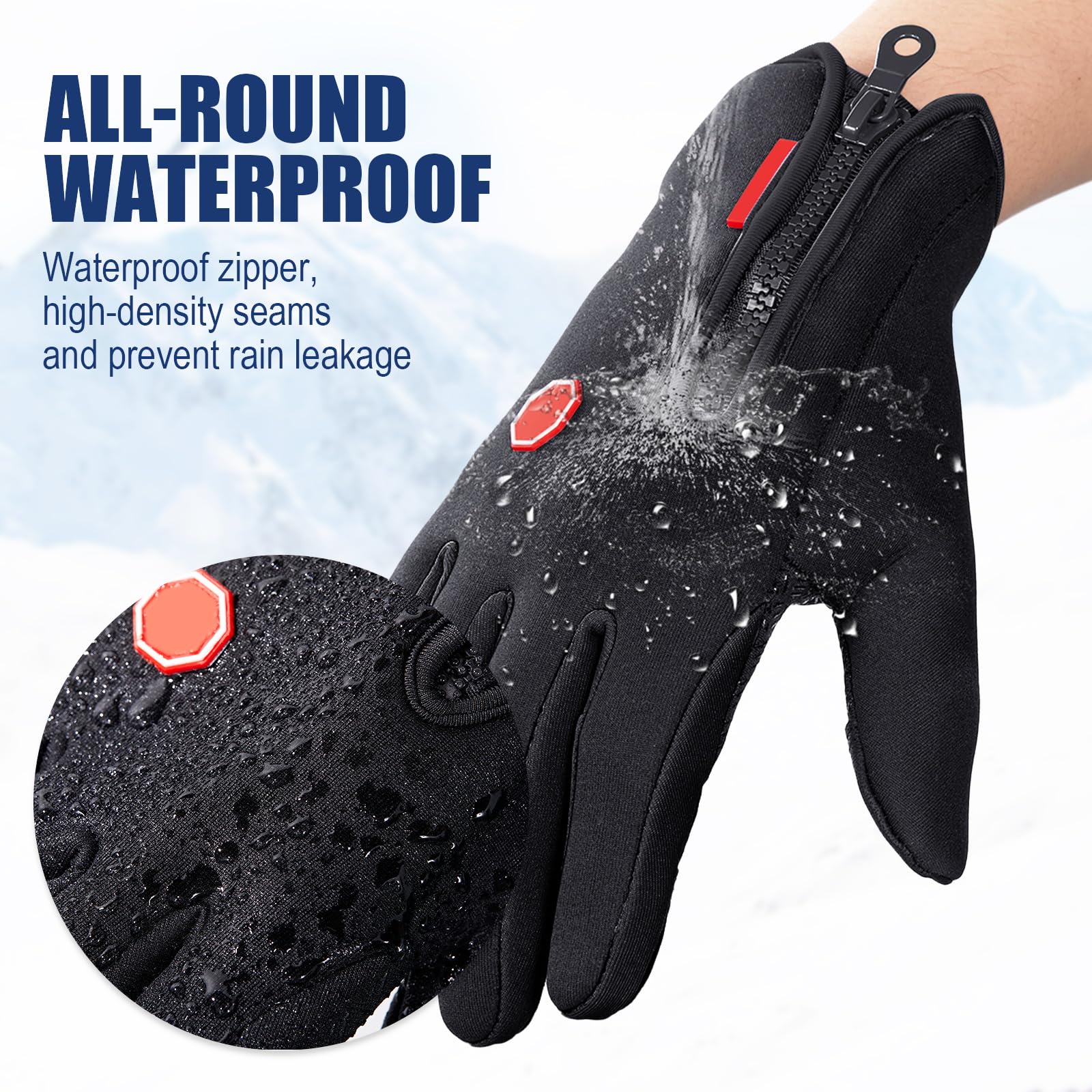 Zhanmai winter gloves thumb touchscreen close-up enables phone use in cold weather