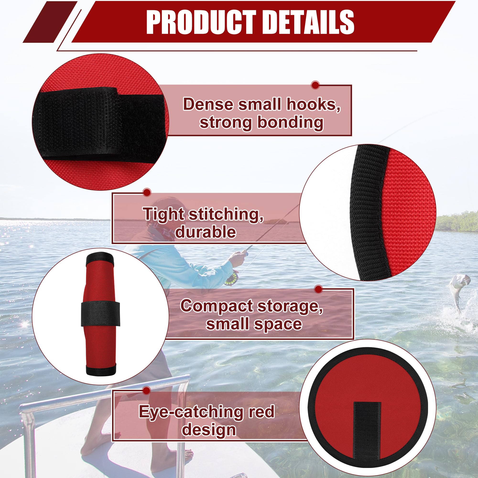 Red fishing cover protecting hooks and bait from entanglement