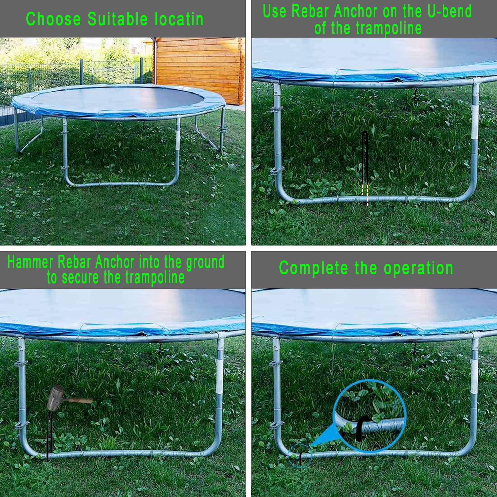 ZHHENIALY trampoline and tent anchors for reliable stability.