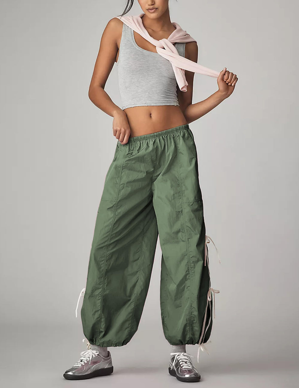 Zhiyouni parachute pants full twist design for casual style