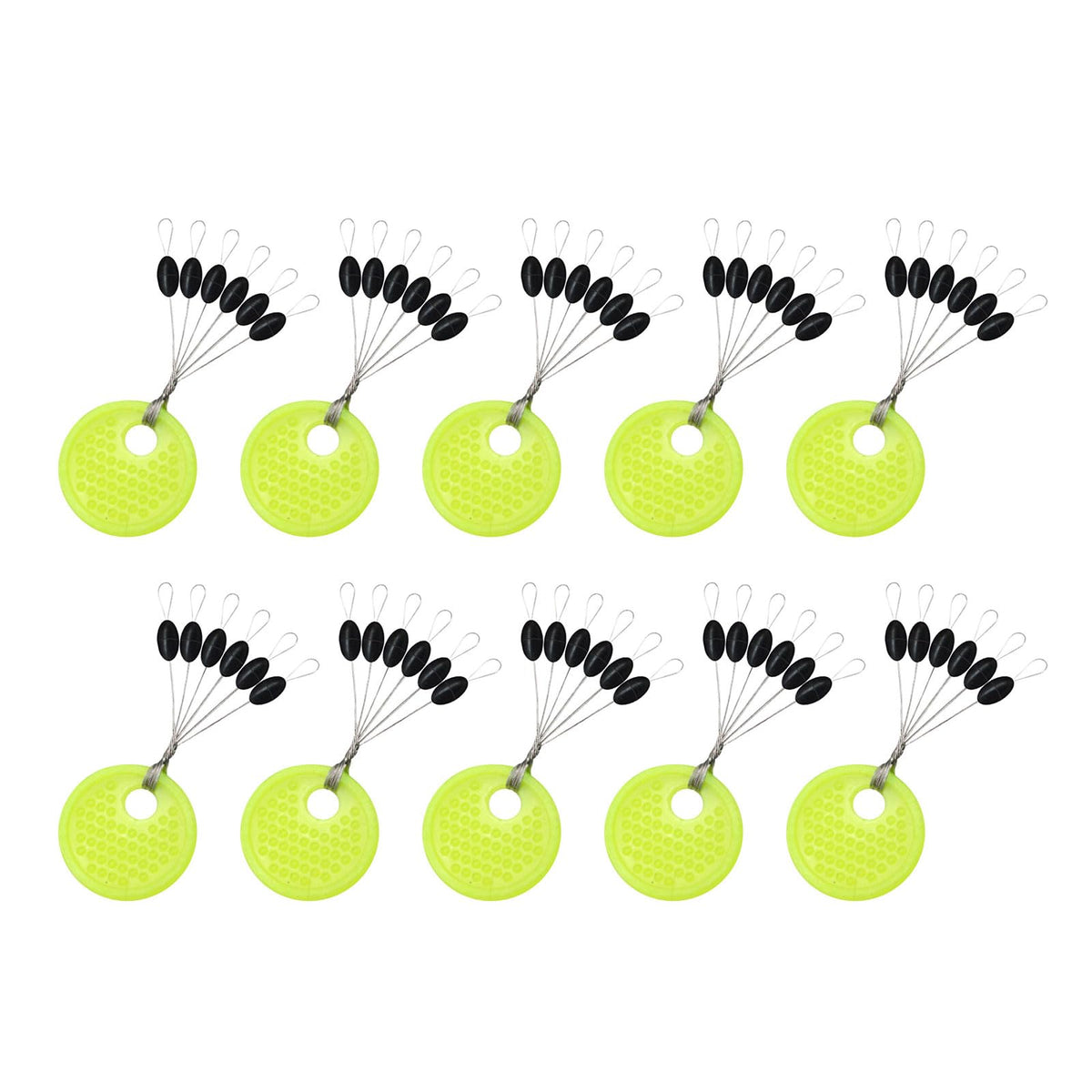 ZHIZHOUNEY 10group spaces bean fishing bobbers stoppers attached to line for quick setup