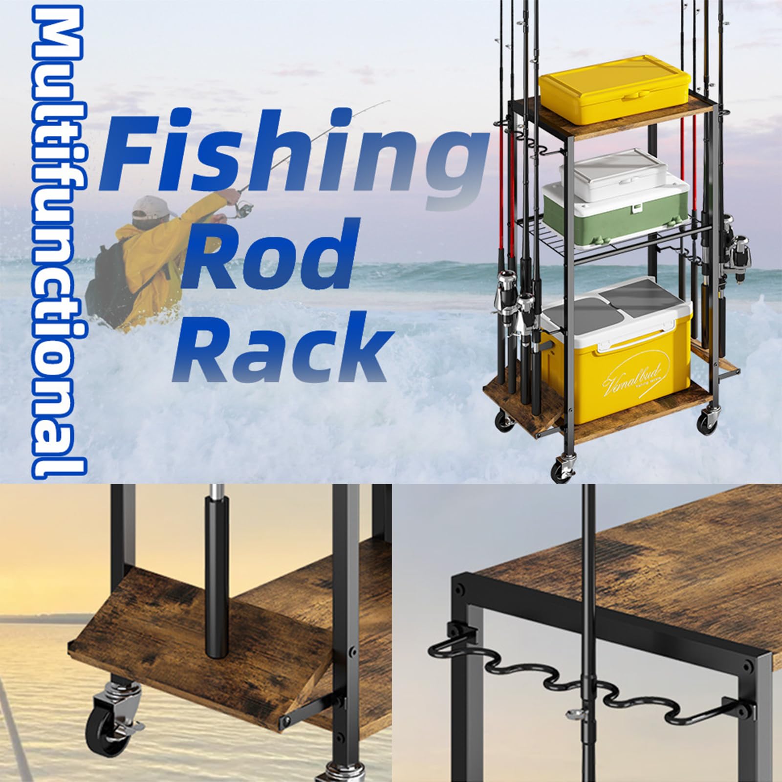 Solid iron frame with wooden shelves for durable storage