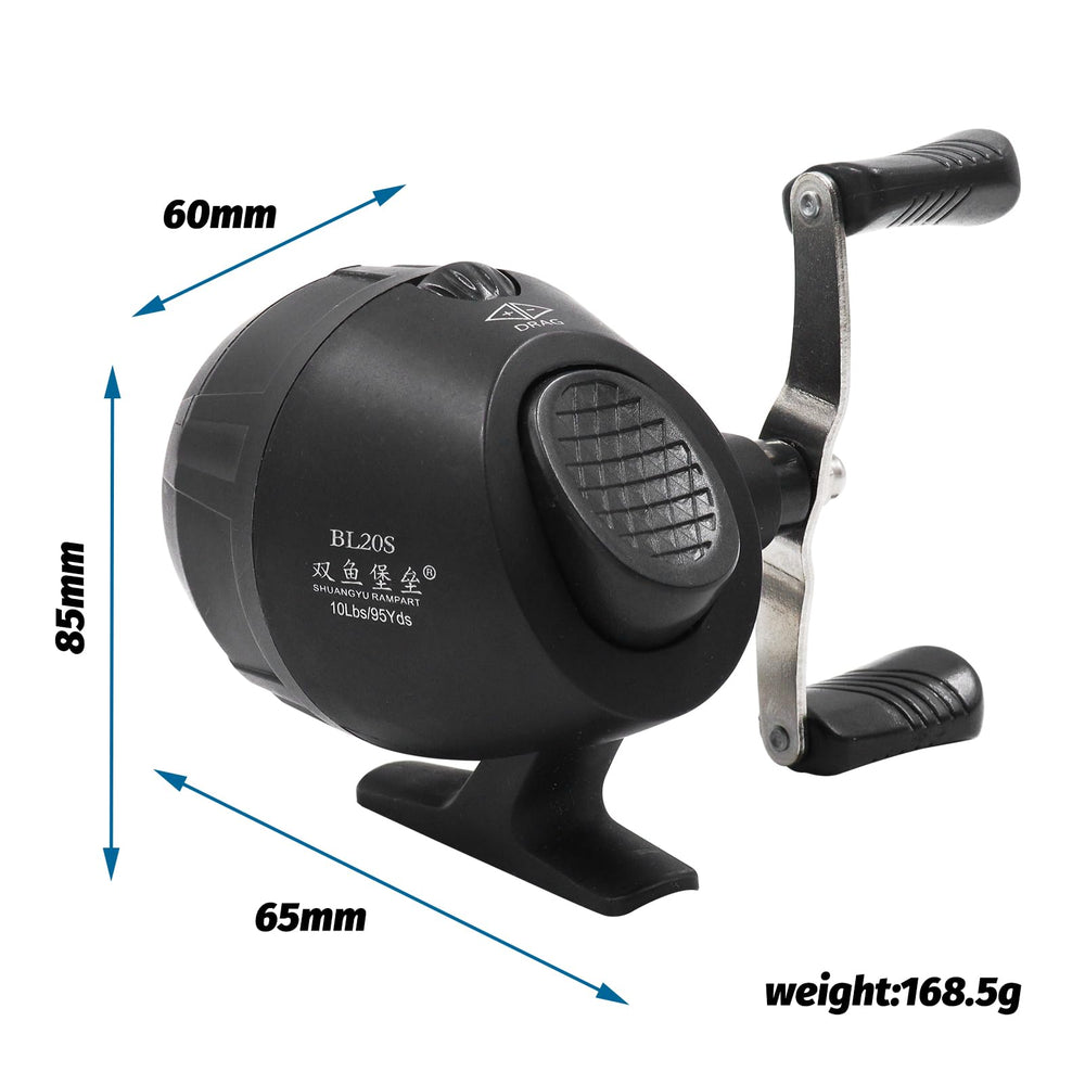 Close-up of nylon and stainless steel fishing reel