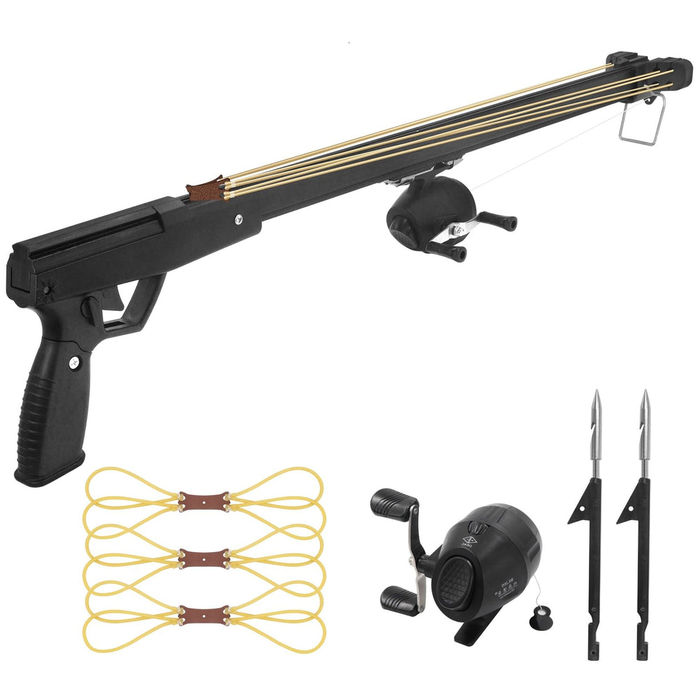 ZHUOCE metal slingshot with reel and safety lock for controlled fishing shots