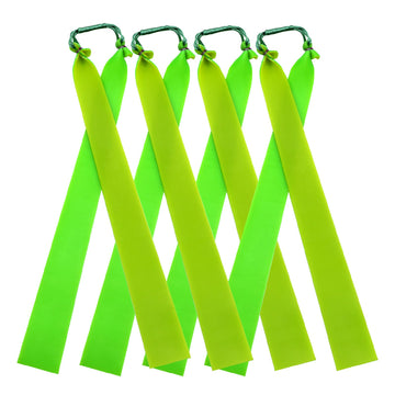 ZHUOCE ten-pack yellow-green flat slingshot bands stretched for long-range accuracy.