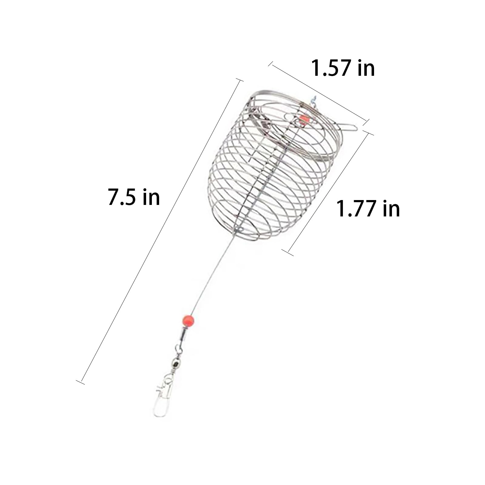 Close-up of ZHYOHEN stainless steel bait cage showing mesh and latch