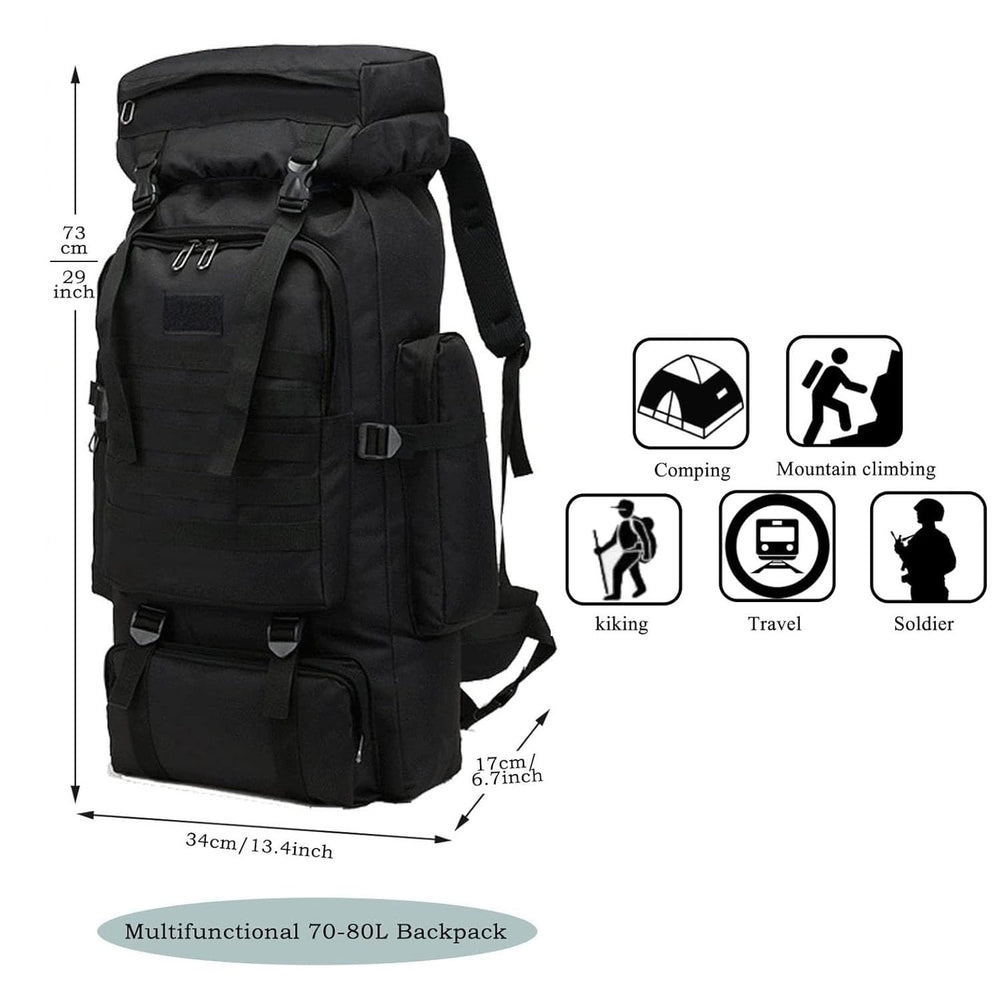 Ziliyy 70L hiking backpack laptop compartment protects devices during travel.