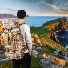 Ziliyy 70L hiking backpack laptop compartment protects devices during travel.