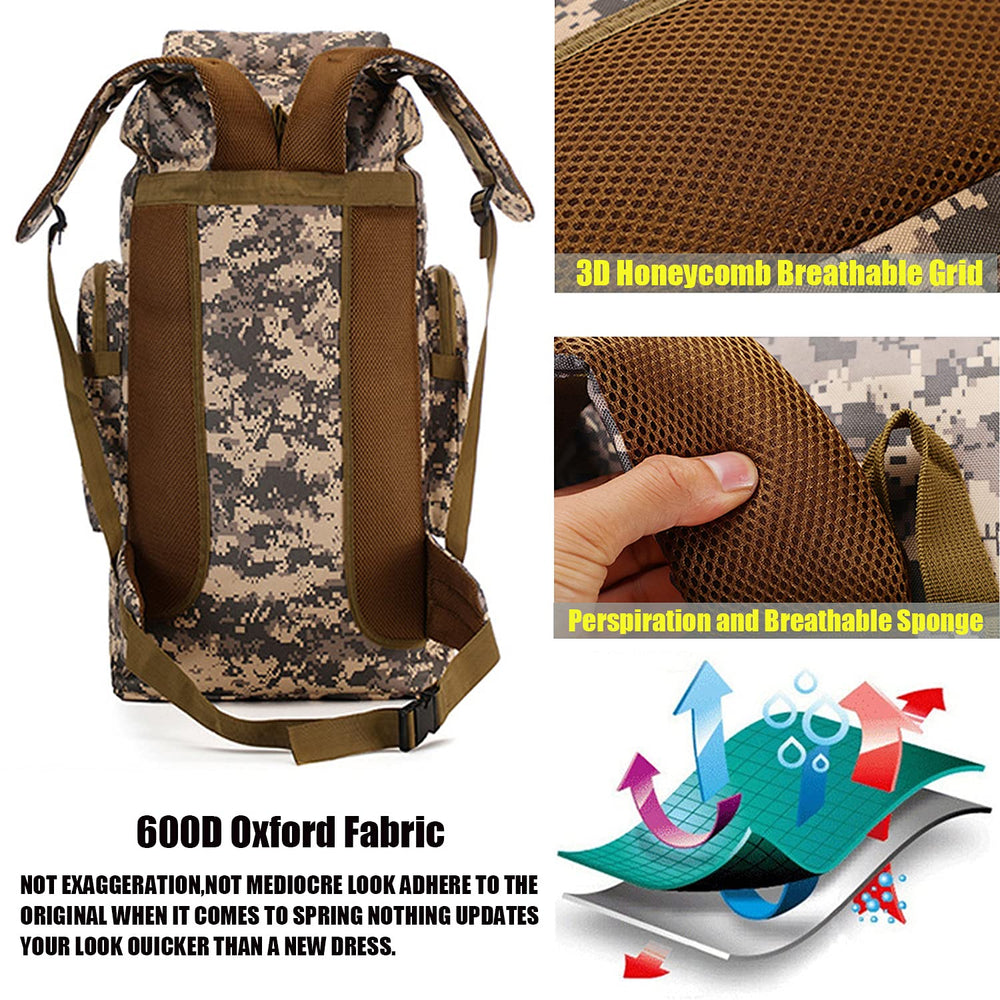 Ziliyy 70L hiking backpack MOLLE system enables modular gear attachment.