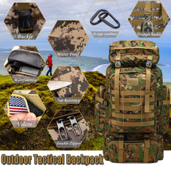 Ziliyy 70L hiking backpack side pockets organize water bottles and tools.