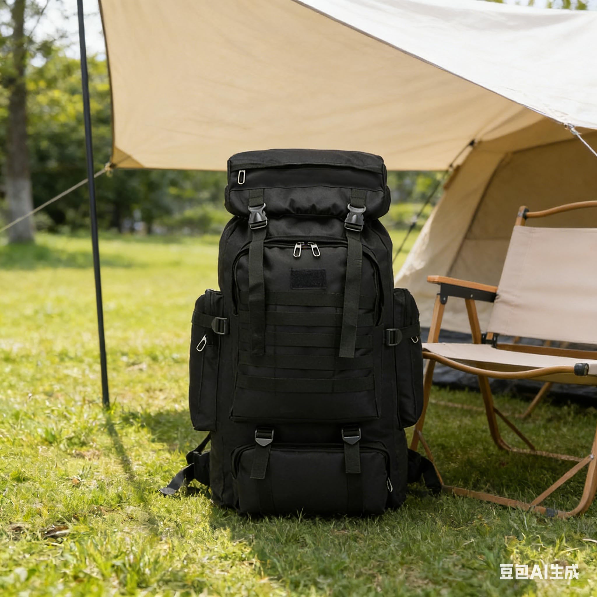 Ziliyy 70L backpack thick padding reduces shoulder strain.