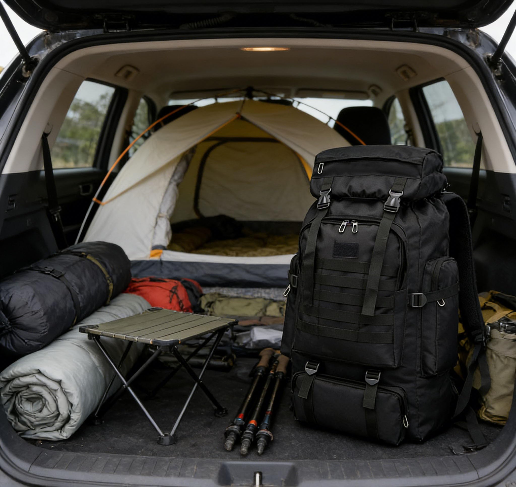 Ziliyy 70L backpack water-resistant fabric protects contents on damp trails.