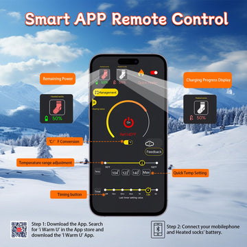 Ziluetar heated socks battery display highlighting long-lasting power for all-day warmth.