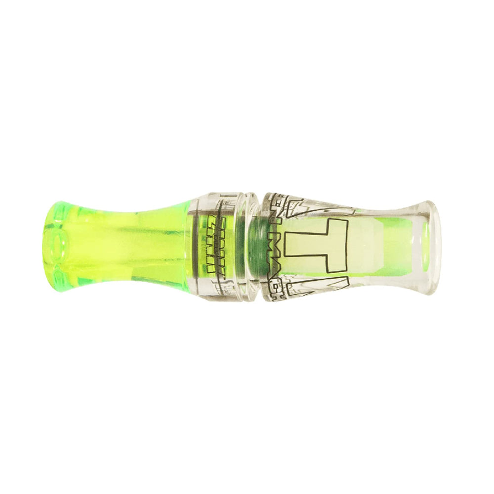 Zink ATM Green Machine polycarb duck call close-up highlighting durable build and potential realistic tones for hunting.