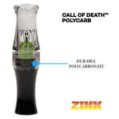 Zink COD polycarb closeup of straight bore mouthpiece enabling high-volume goose calls.