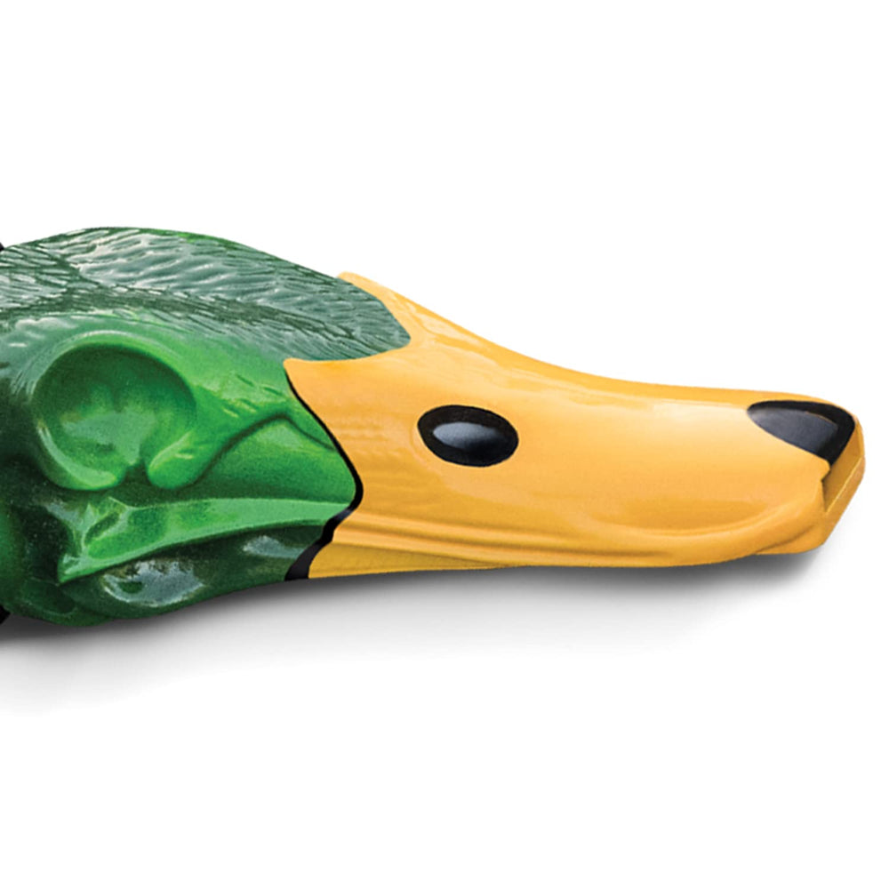 Zink Mallard Drake Whistle detailed mallard carving adds authentic field appeal.