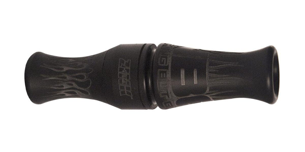 Zink Nothing But Green polycarbonate duck call action shot illustrating easy-blow setup for beginners.
