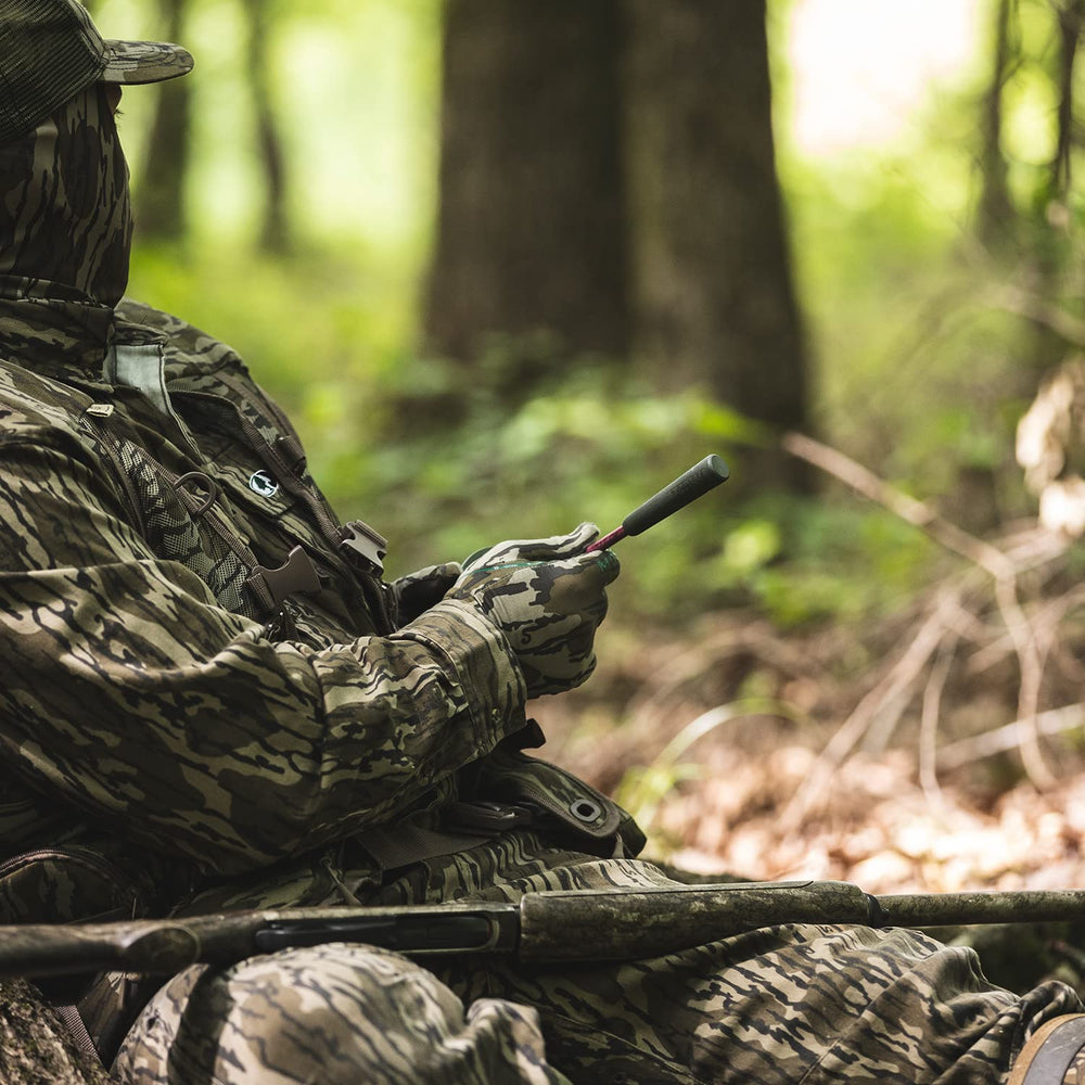 Easy-grip ring on Zink Thunder Ridge call helps steady handling in weather.