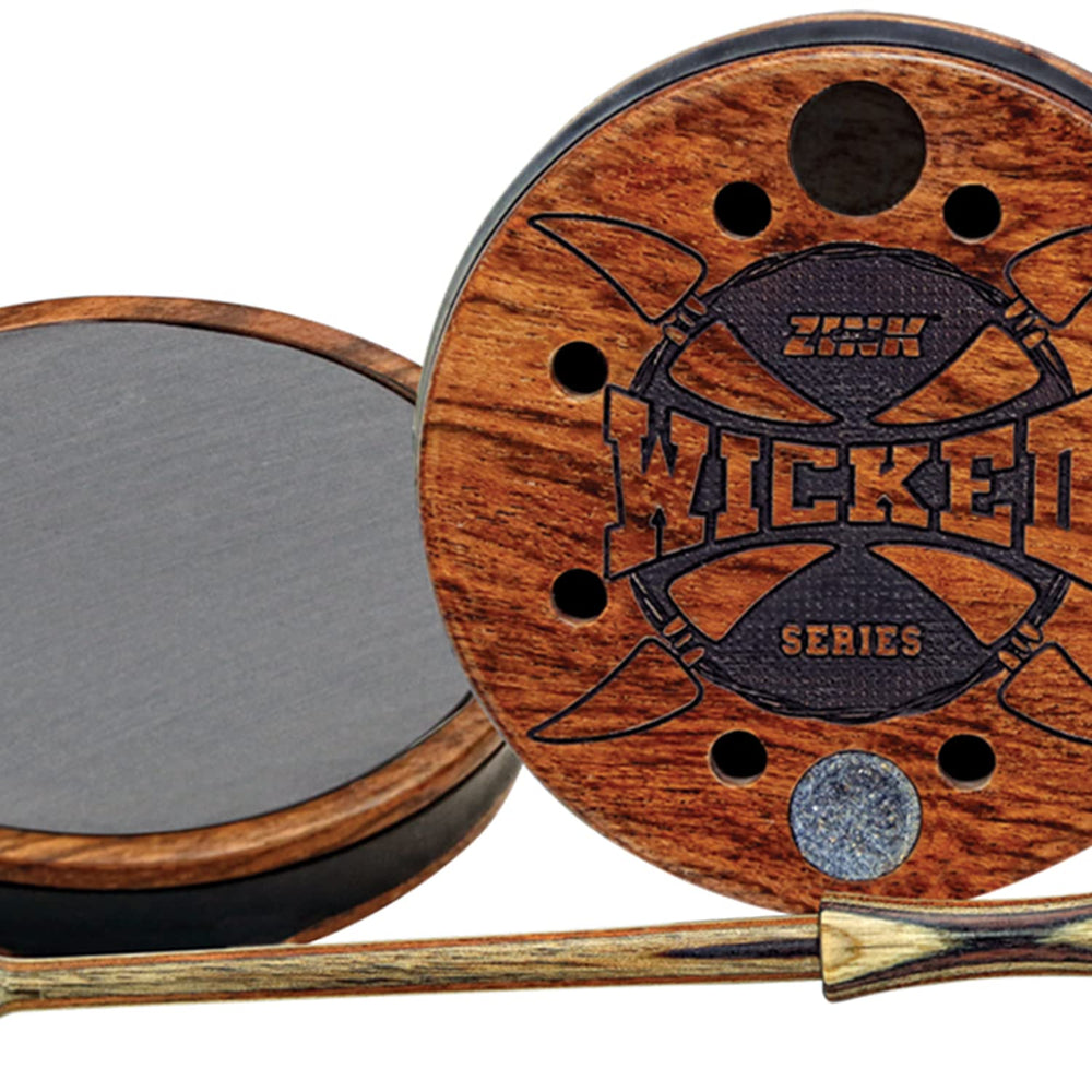 Zink Wicked Series pot call close-up of striker highlighting easy field tuning