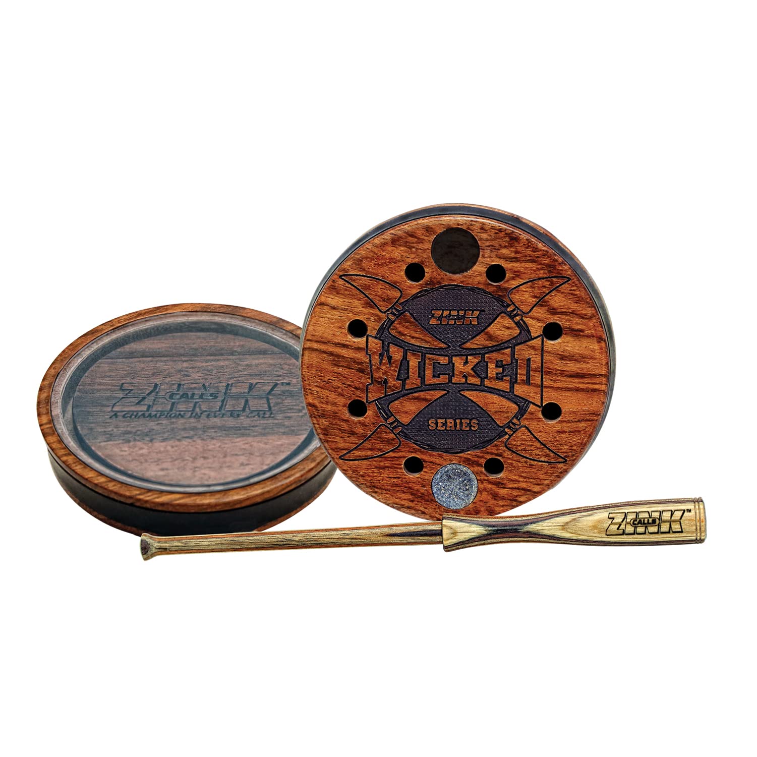 Zink Wicked Series pot call front view showing weatherproof wood design and grip