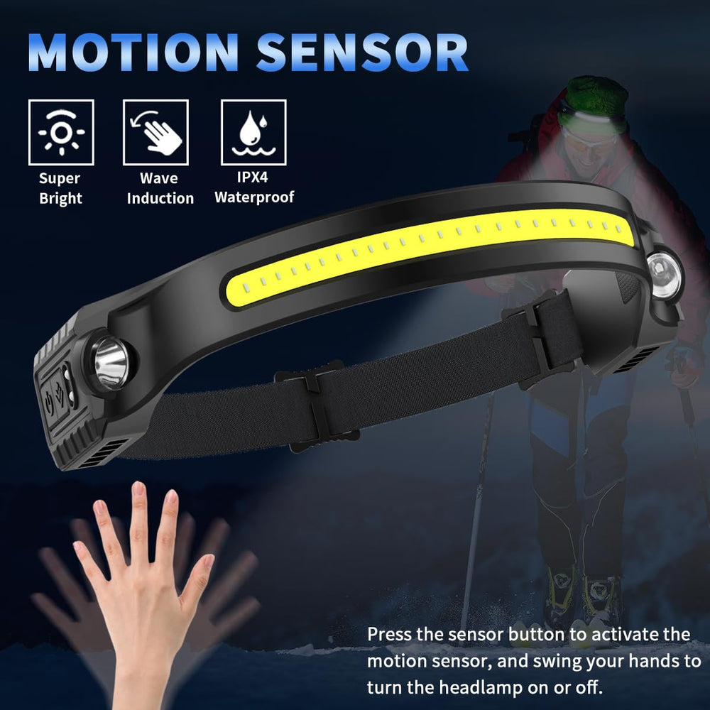ZioeYiue headlamp motion-sensor control enables touchless operation for tasks requiring both hands.
