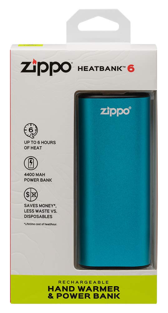 Zippo Blue HeatBank 6 outdoor use keeps hands warm in cold weather.