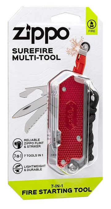 Zippo Fire Starting Multi-Tool tinder grater creates ready tinder for faster starts.