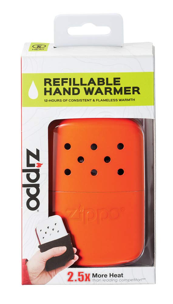 Zippo Hand Warmer 12h burner ignition shows flameless warmth in cold conditions