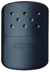 Zippo hand warmer 12-hour matte black, front view showing compact, pocket-friendly design.