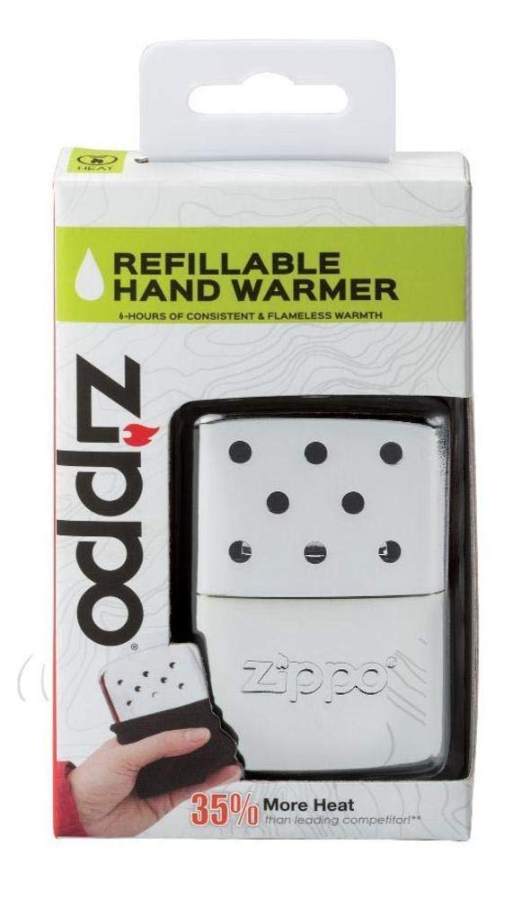 Zippo hand warmer 6-hour chrome burner detail showing flameless heat