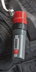 Zippo water-resistant storage feature shown in side view.