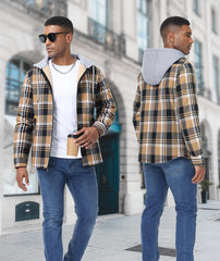 ZITY flannel jacket hooded zip-up with side pockets highlighting practical storage