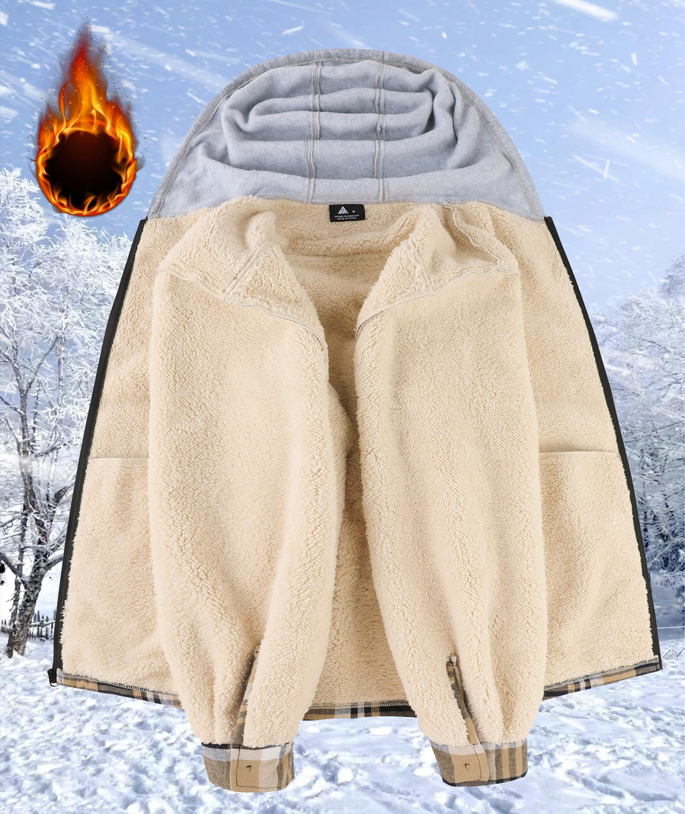 ZITY flannel jacket interior sherpa-lined showcases extra insulation